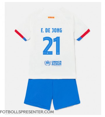 Barcelona Frenkie de Jong #21 Bortatröja Barn 2023-24 Kortärmad (+ korta byxor)